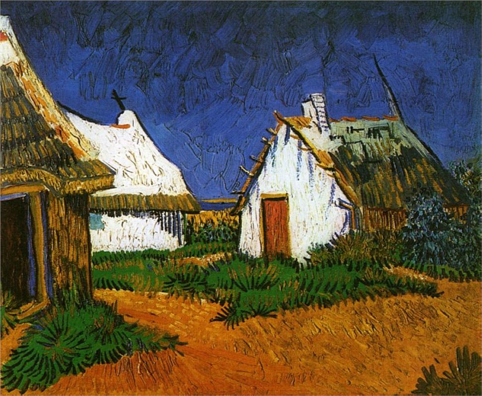 Three White Cottages in Saintes-Maries - Van Gogh Painting On Canvas